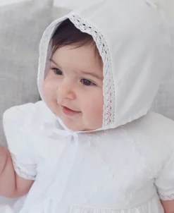 Kissy Kissy Annalise Christening Gown & Hat Set> Hats|Smocking + Hand Embroidery