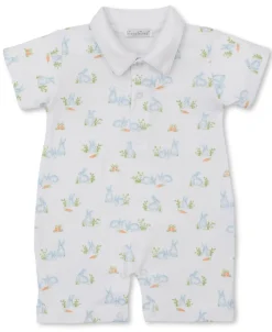 Kissy Kissy Baby Bunny Patch Blue Short Playsuit> Playsuits|Rompers