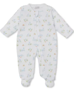Kissy Kissy Baby Bunny Patch Blue Zip Footie> Footies|Pajamas
