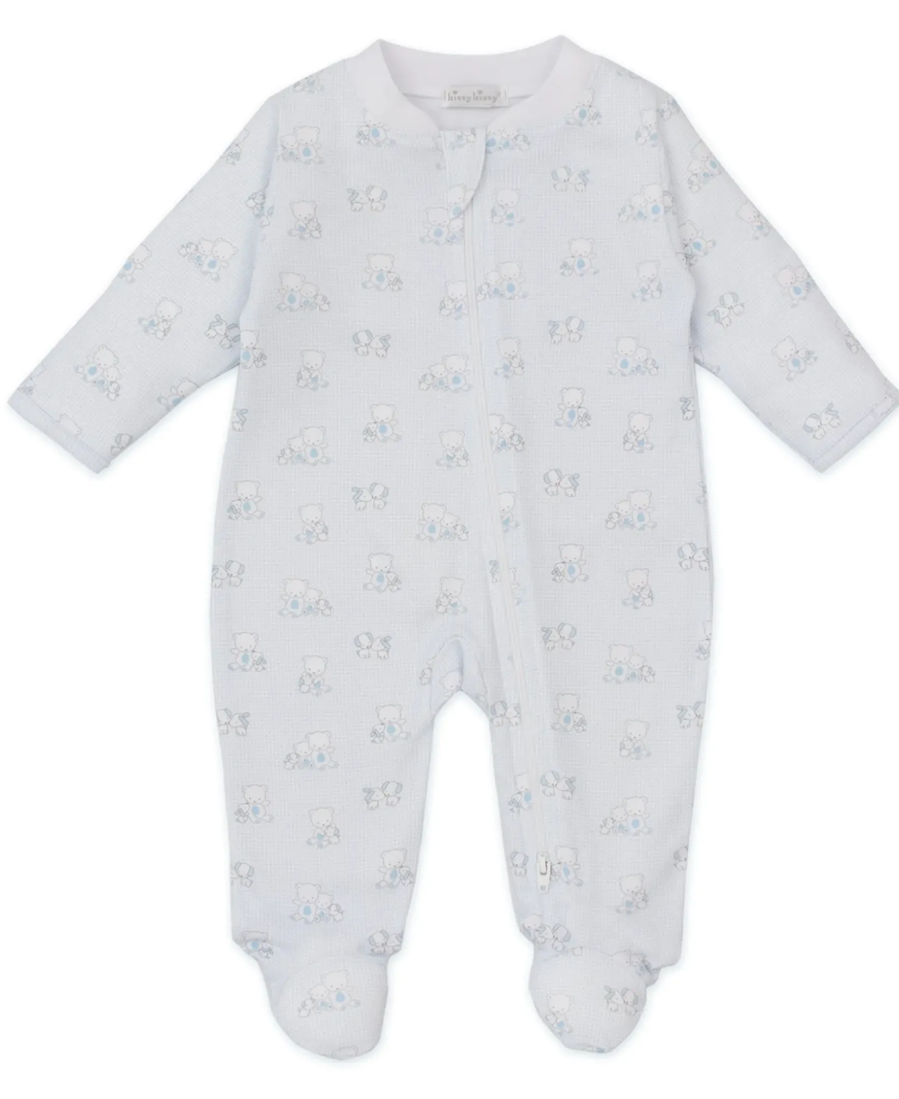 Kissy Kissy Beary Besties Blue Zip Footie> Footies|Pajamas