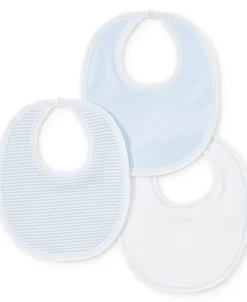 Kissy Kissy Blue Stripe 3 Pack Bib Set w/ Tulle Bag> Bibs|Multipacks + Sets