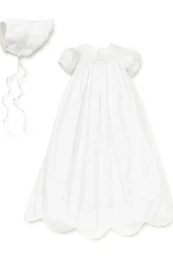 Kissy Kissy Caroline Christening Gown & Hat Set> Hats|Smocking + Hand Embroidery