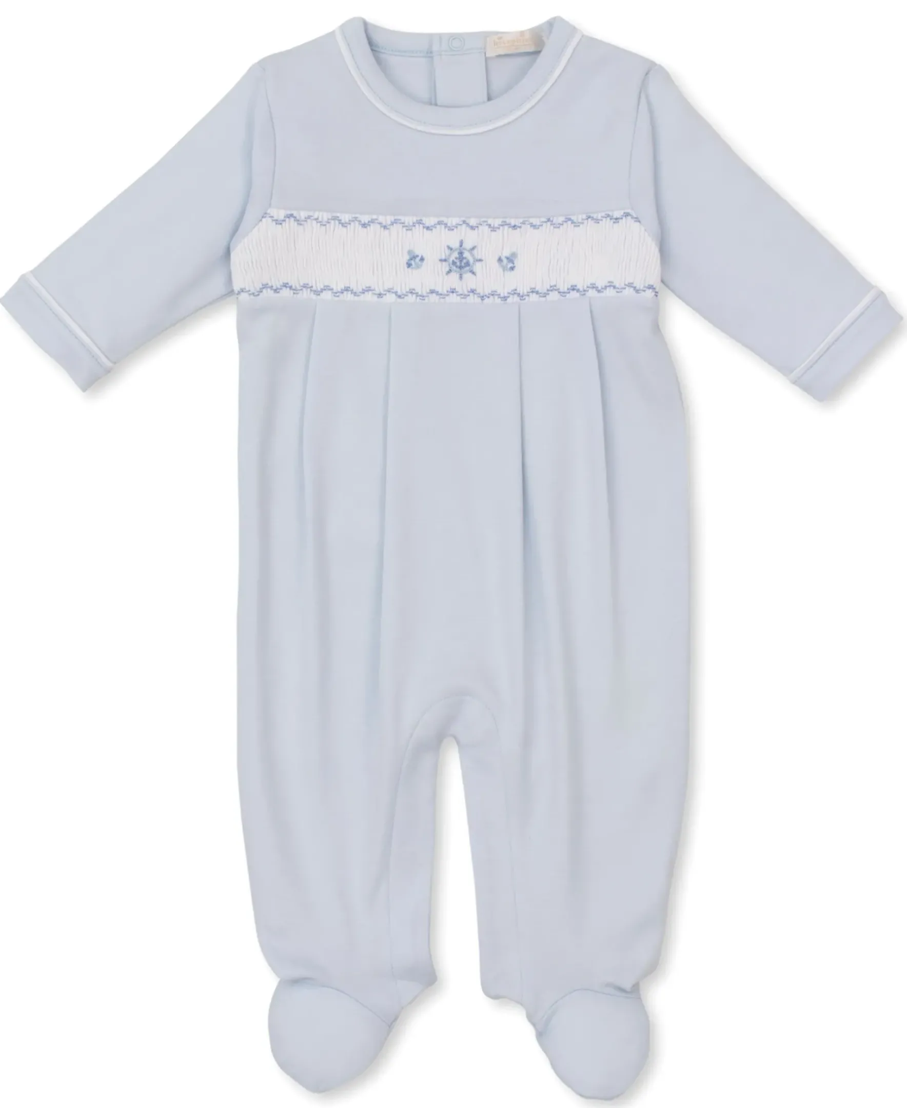 Kissy Kissy CLB Summer Medley 25 Blue Hand Smocked Footie> Footies|Smocking + Hand Embroidery