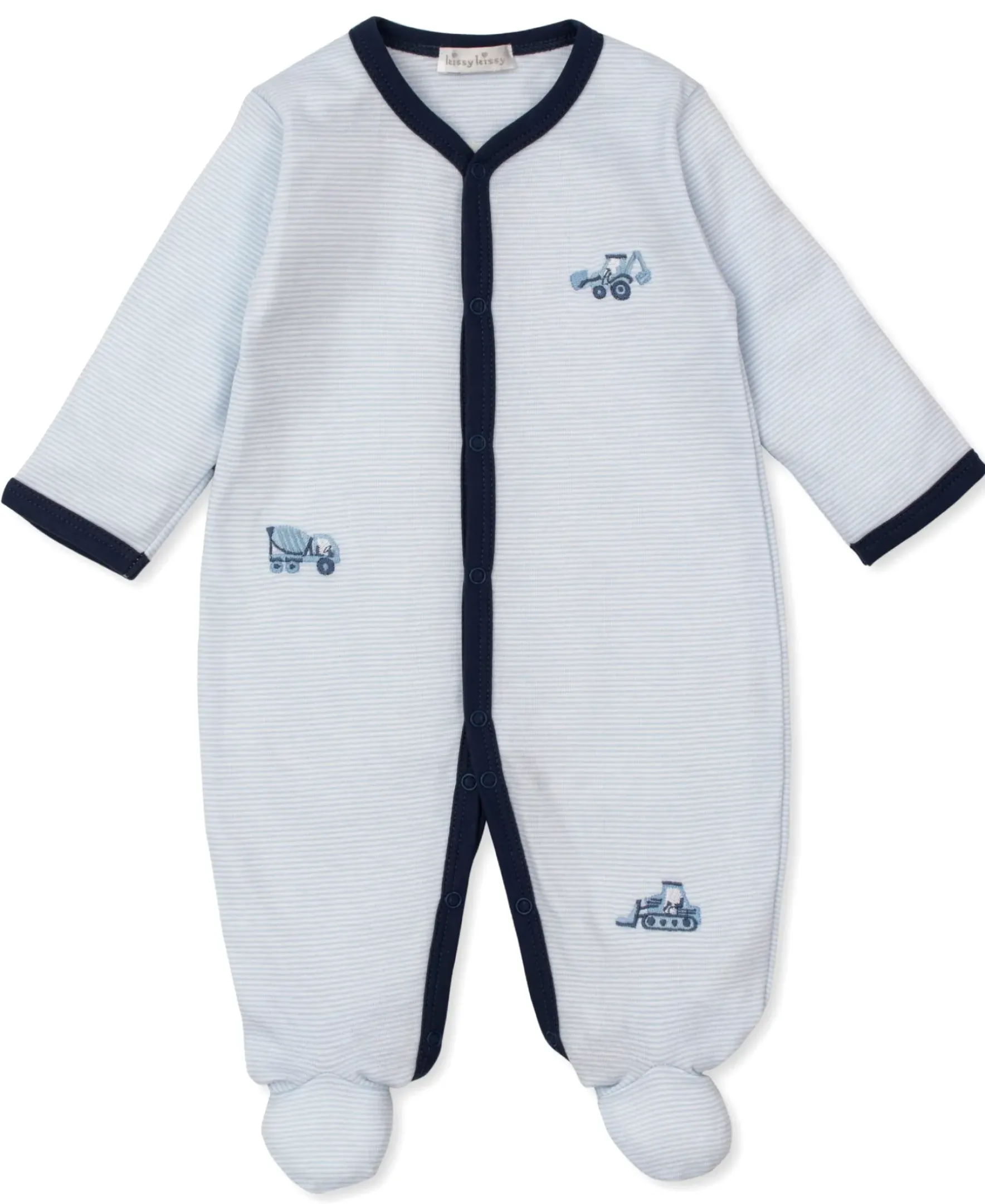 Kissy Kissy Construction Trucks Stripe Footie> Footies