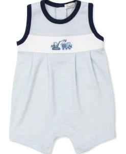 Kissy Kissy Construction Trucks Stripe Sleeveless Playsuit> Playsuits|Rompers