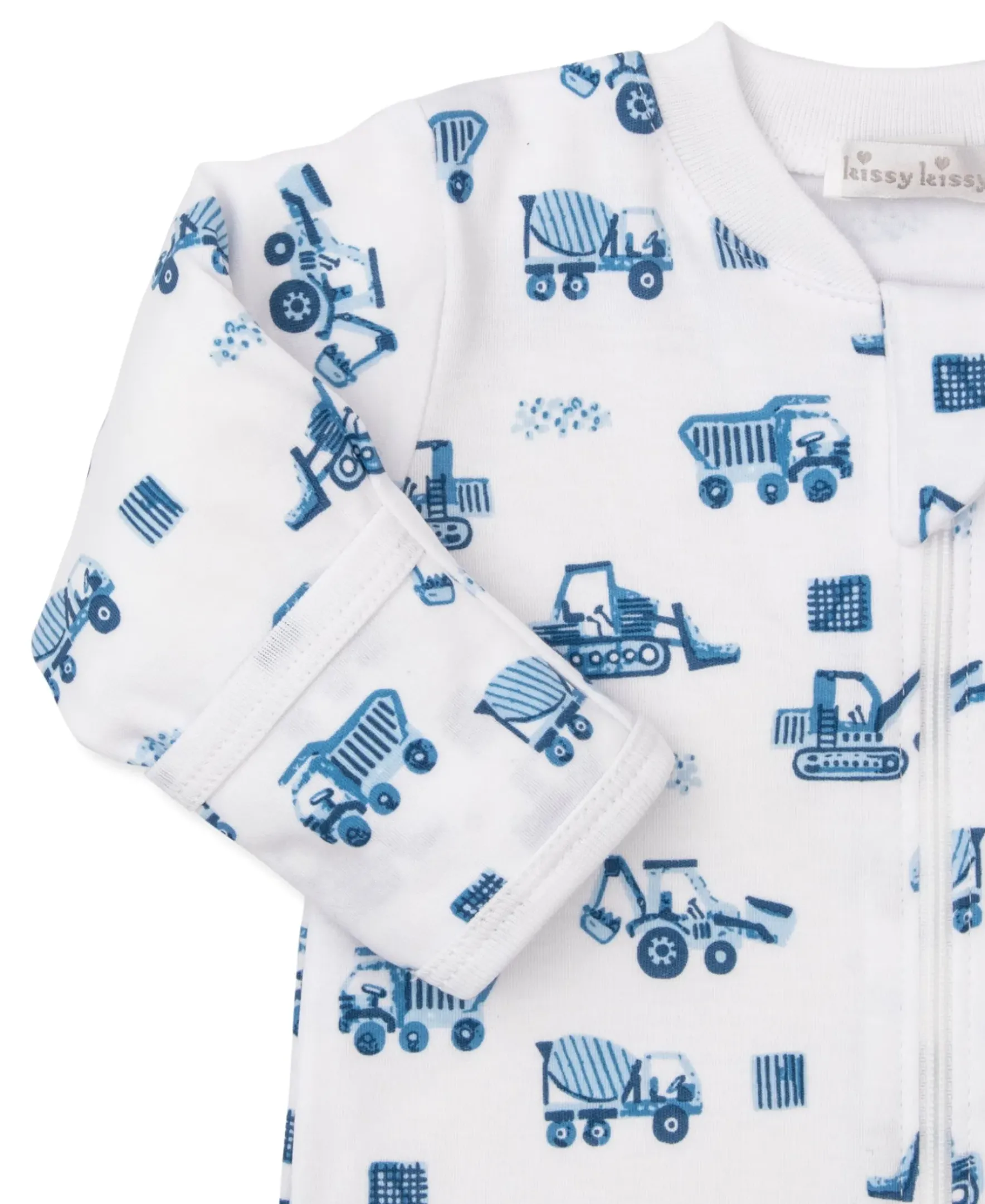 Kissy Kissy Construction Trucks Zip Footie> Footies|Pajamas