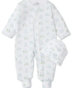 Kissy Kissy Cottontail Hollows Blue Zip Footie & Hat Set> Hats|Footies