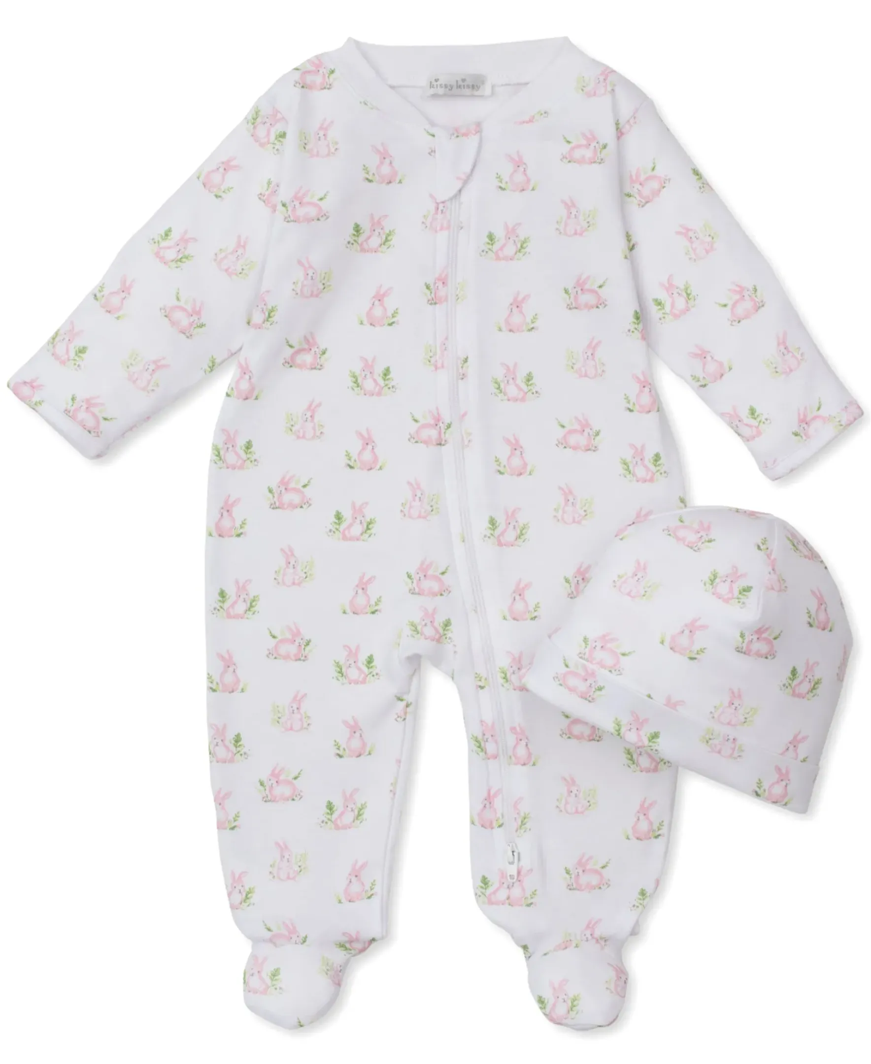 Kissy Kissy Cottontail Hollows Zip Footie & Hat Set> Hats|Footies