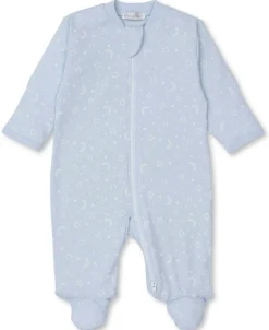 Kissy Kissy Crescent Moon Zip Footie> Pajamas|Smocking + Hand Embroidery