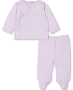 Kissy Kissy Crescent Moonlight Footed Pant Set> Smocking + Hand Embroidery