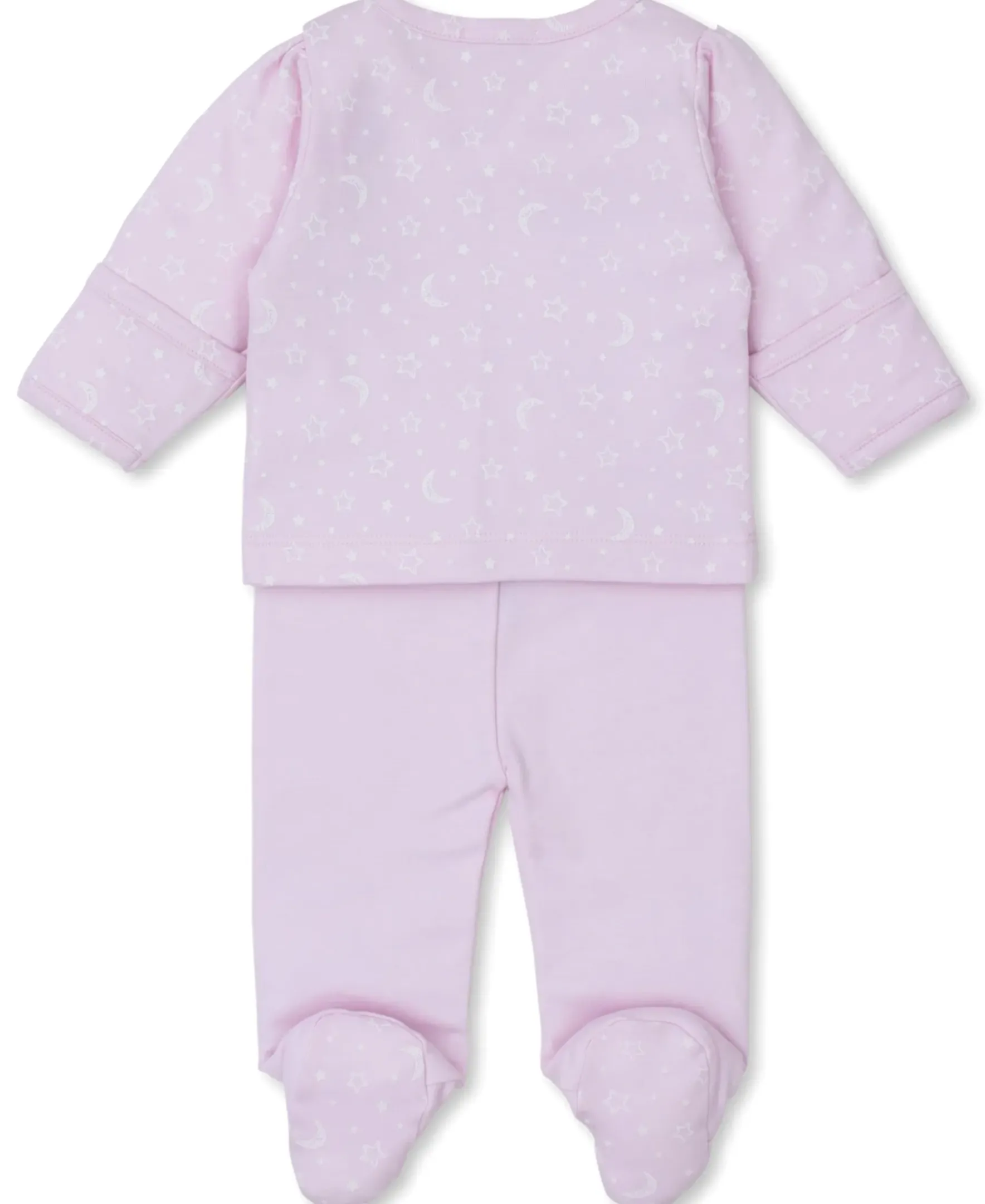 Kissy Kissy Crescent Moonlight Footed Pant Set> Smocking + Hand Embroidery