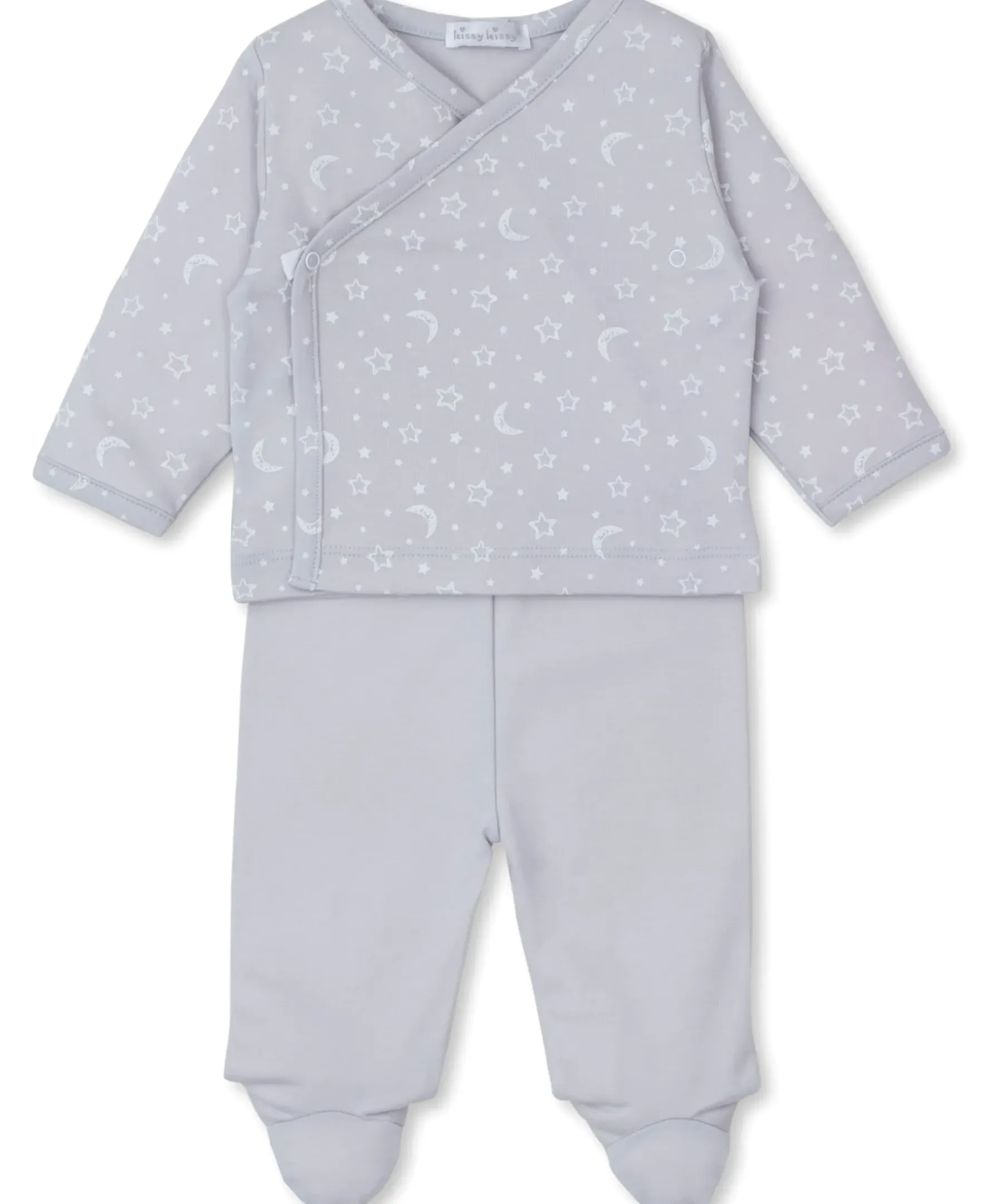 Kissy Kissy Crescent Moonlight Footed Pant Set> Smocking + Hand Embroidery
