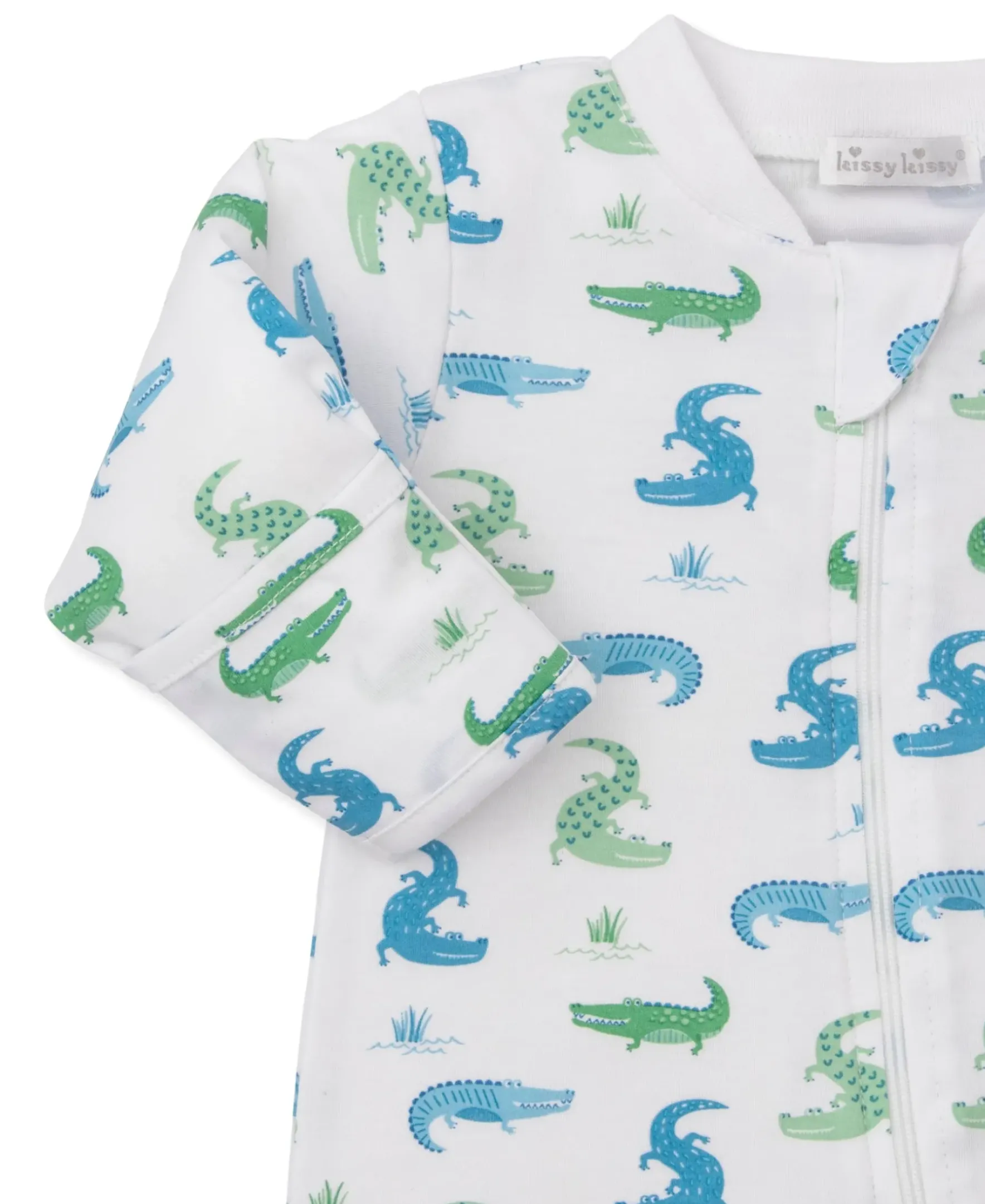 Kissy Kissy Cruising Crocodiles Zip Footie> Footies|Pajamas