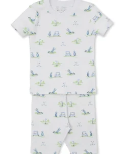 Kissy Kissy Fairway Foursome Blue Short Toddler Pajama Set>Kids Pajamas|Pajamas