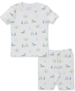 Kissy Kissy Fairway Foursome Blue Short Toddler Pajama Set>Kids Pajamas|Pajamas