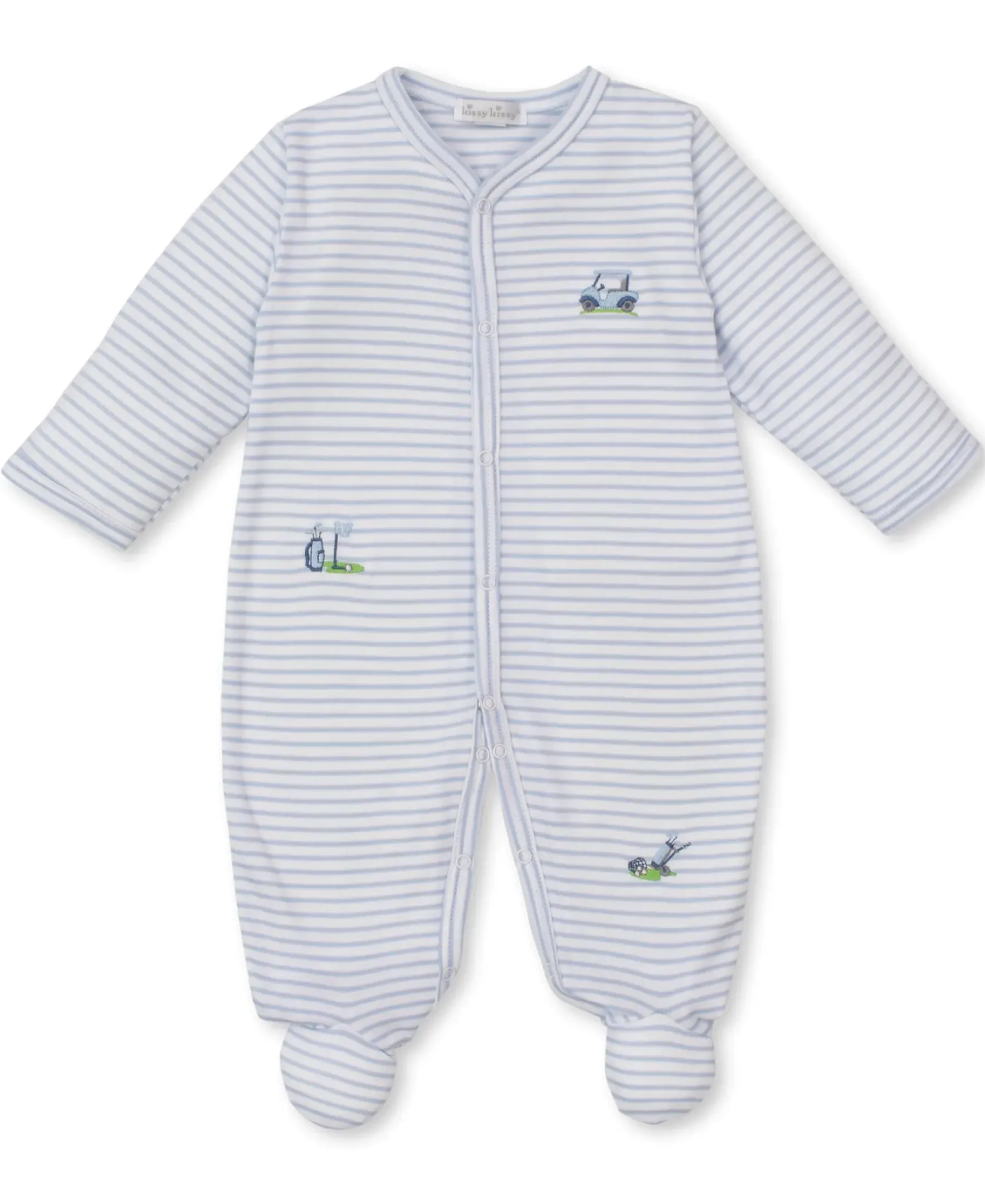 Kissy Kissy Fairway Foursome Blue Stripe Footie> Footies