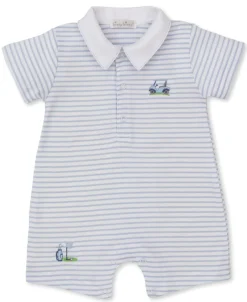 Kissy Kissy Fairway Foursome Blue Stripe Short Playsuit> Playsuits|Rompers