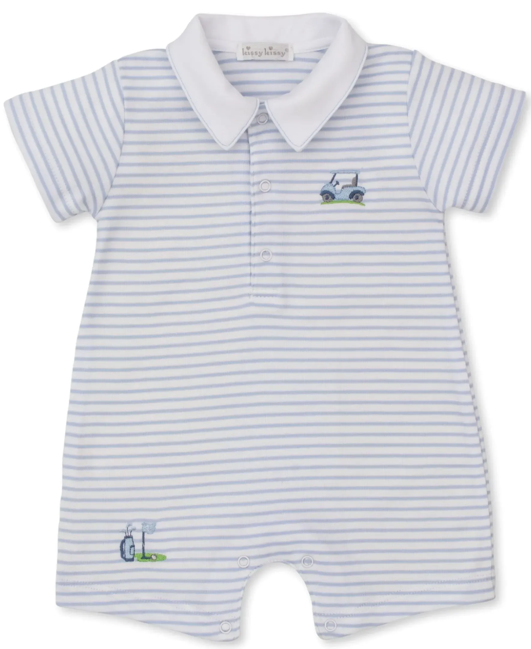 Kissy Kissy Fairway Foursome Blue Stripe Short Playsuit> Playsuits|Rompers