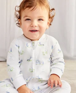 Kissy Kissy Fairway Foursome Blue Zip Footie> Footies|Pajamas