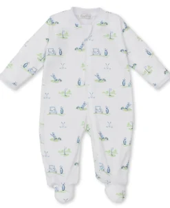 Kissy Kissy Fairway Foursome Blue Zip Footie> Footies|Pajamas