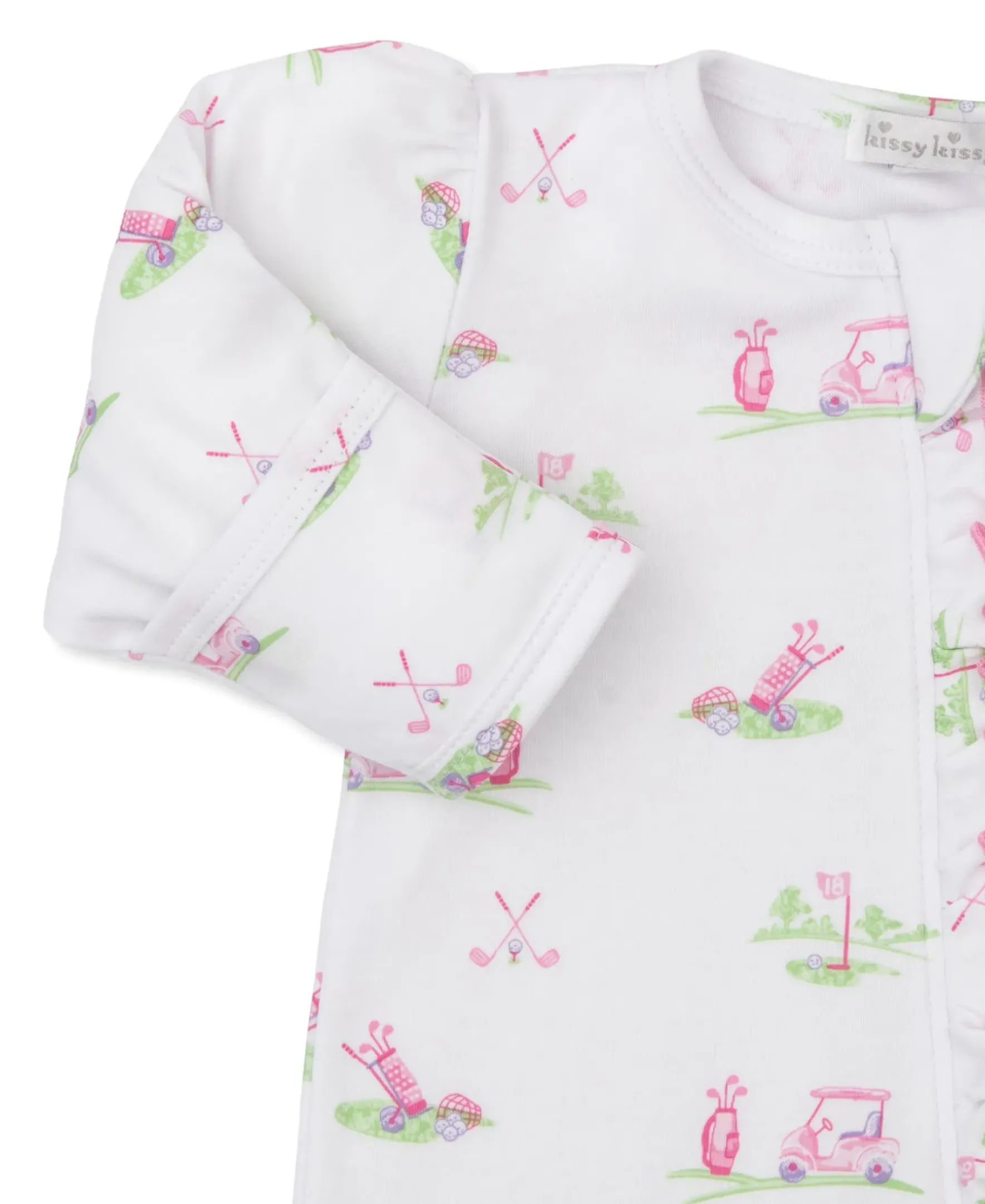 Kissy Kissy Fairway Foursome Pink Zip Footie> Footies|Pajamas