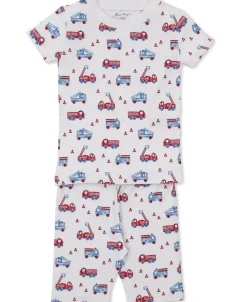 Kissy Kissy Flashing Firetrucks Toddler Short Pajama Set>Kids Pajamas|Pajamas