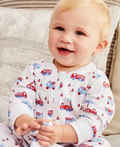 Kissy Kissy Flashing Firetrucks Zip Footie> Footies|Pajamas