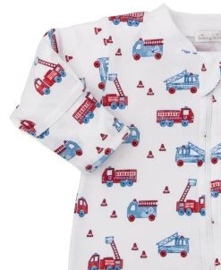 Kissy Kissy Flashing Firetrucks Zip Footie><noscript><img width=