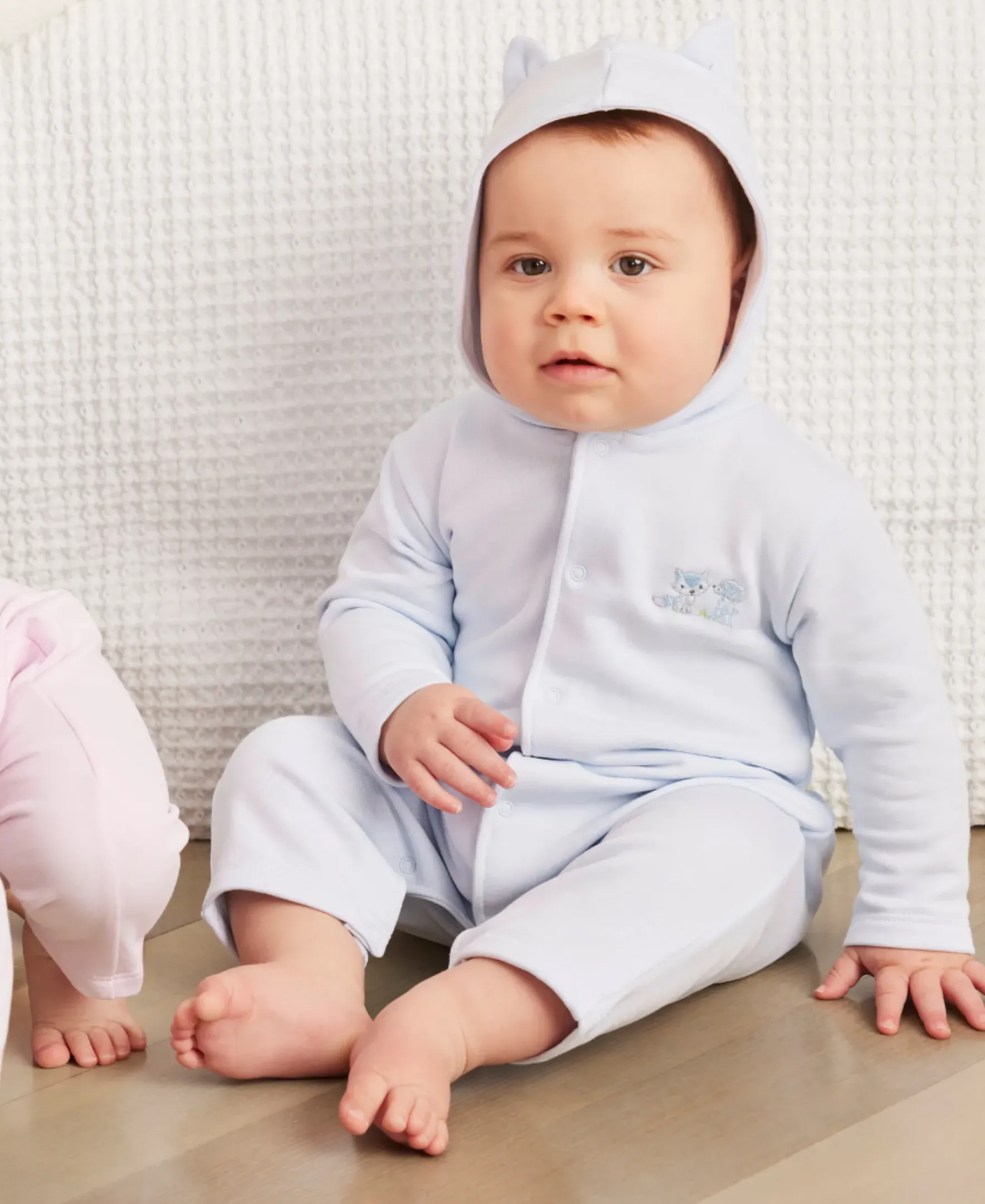 Kissy Kissy Forest Fun Blue Playsuit with Hood> Playsuits|Rompers