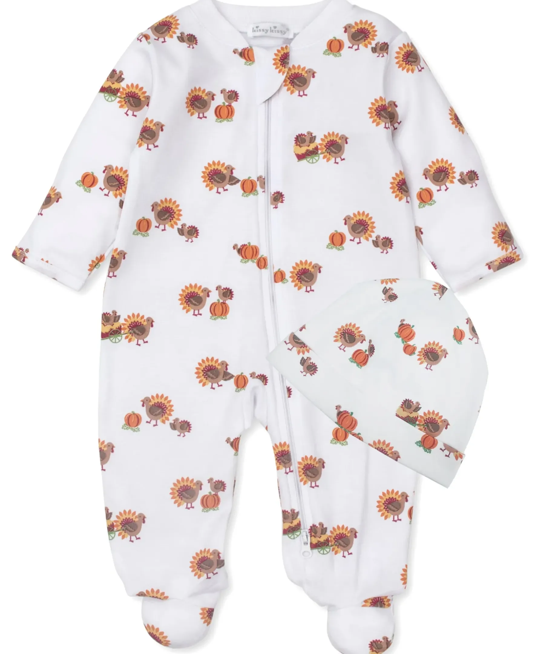 Kissy Kissy Gobble Gobble Zip Footie & Hat Set> Hats|Footies