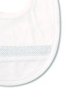 Kissy Kissy Hand Smocked CLB Charmed White/Blue Bib> Bibs|Smocking + Hand Embroidery