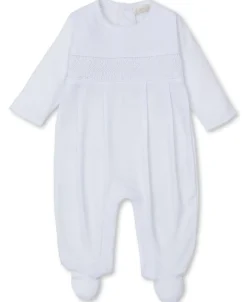 Kissy Kissy Hand Smocked CLB Charmed White Footie> Footies|Smocking + Hand Embroidery