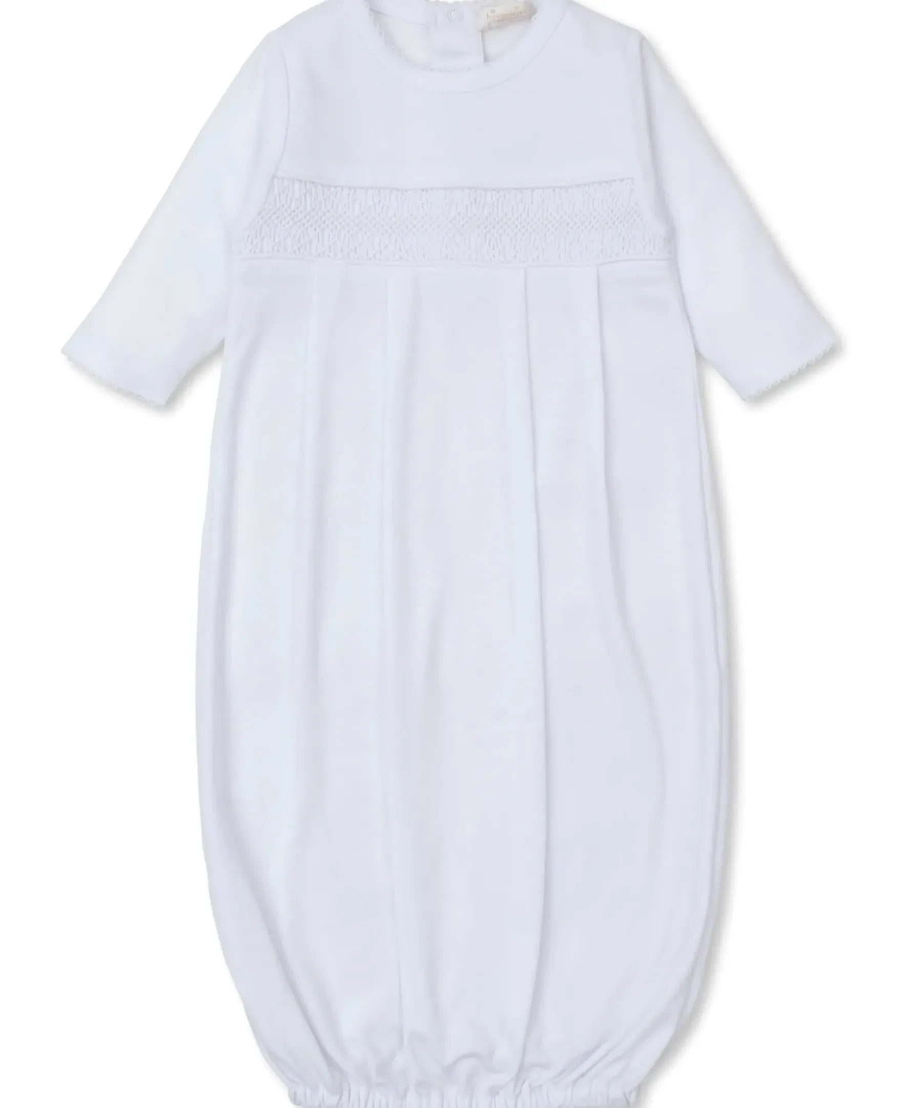 Kissy Kissy Hand Smocked CLB Charmed White Sack Gown> Smocking + Hand Embroidery|White Basics
