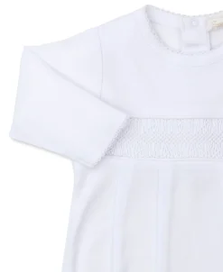 Kissy Kissy Hand Smocked CLB Charmed White Sack Gown> Smocking + Hand Embroidery|White Basics