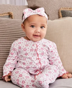 Kissy Kissy Heartfelt Hearts Zip Footie> Footies|Pajamas