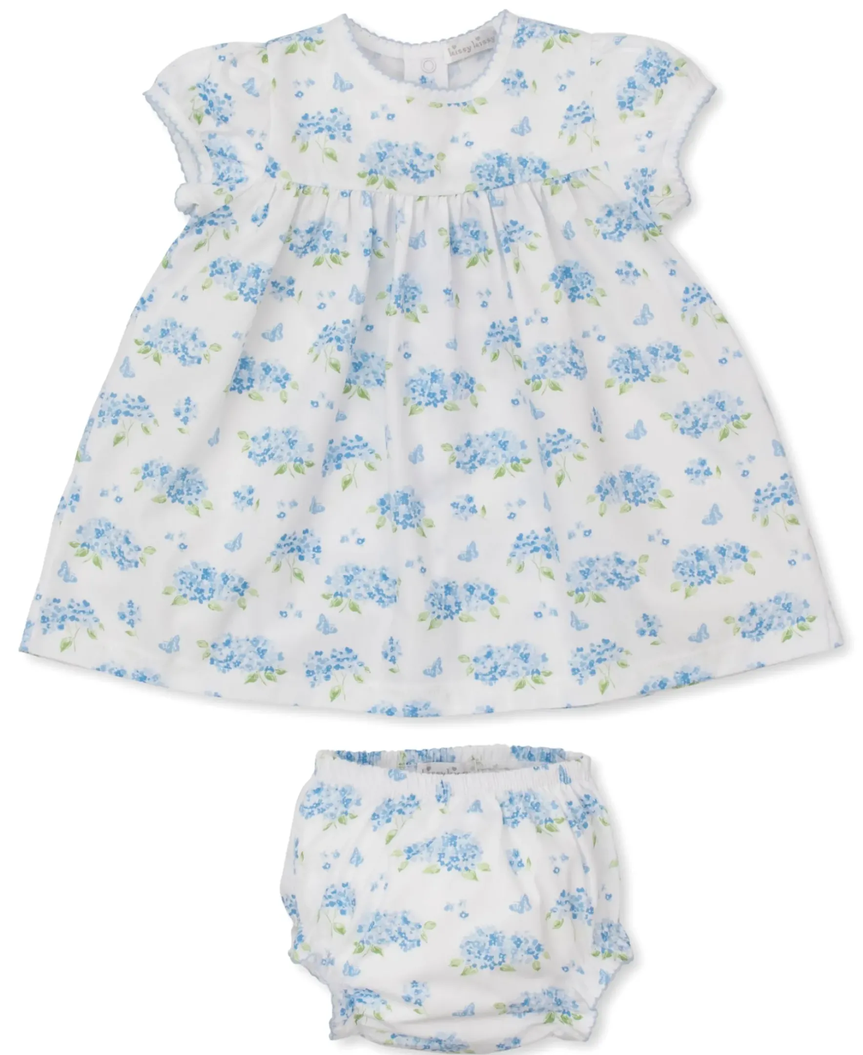 Kissy Kissy Heavenly Hydrangeas Blue Woven Dress Set> Dresses + Bubbles