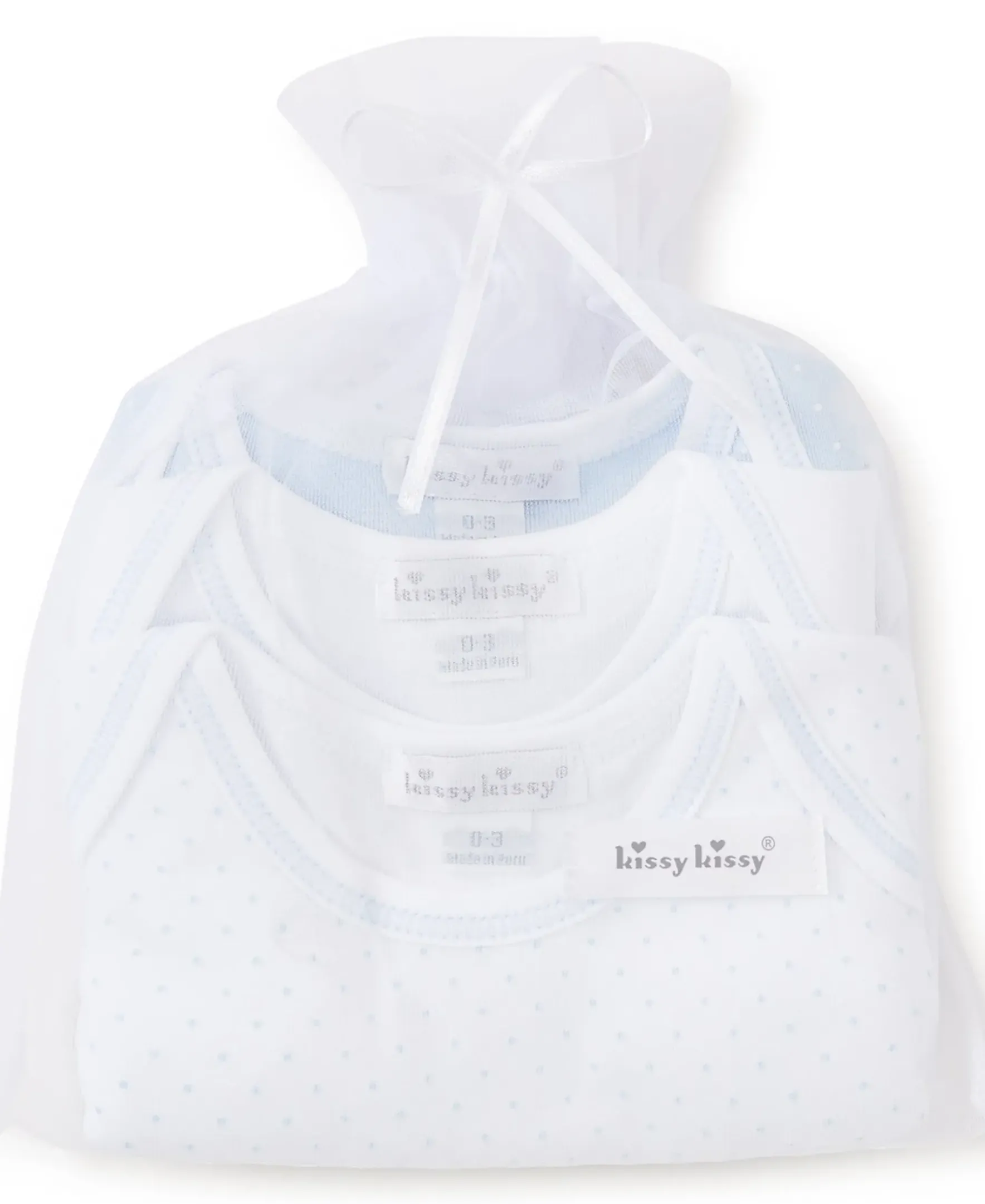 Kissy Kissy Kissy Dots Blue 3 Pack Bodysuit Set> Bodysuits|Multipacks + Sets