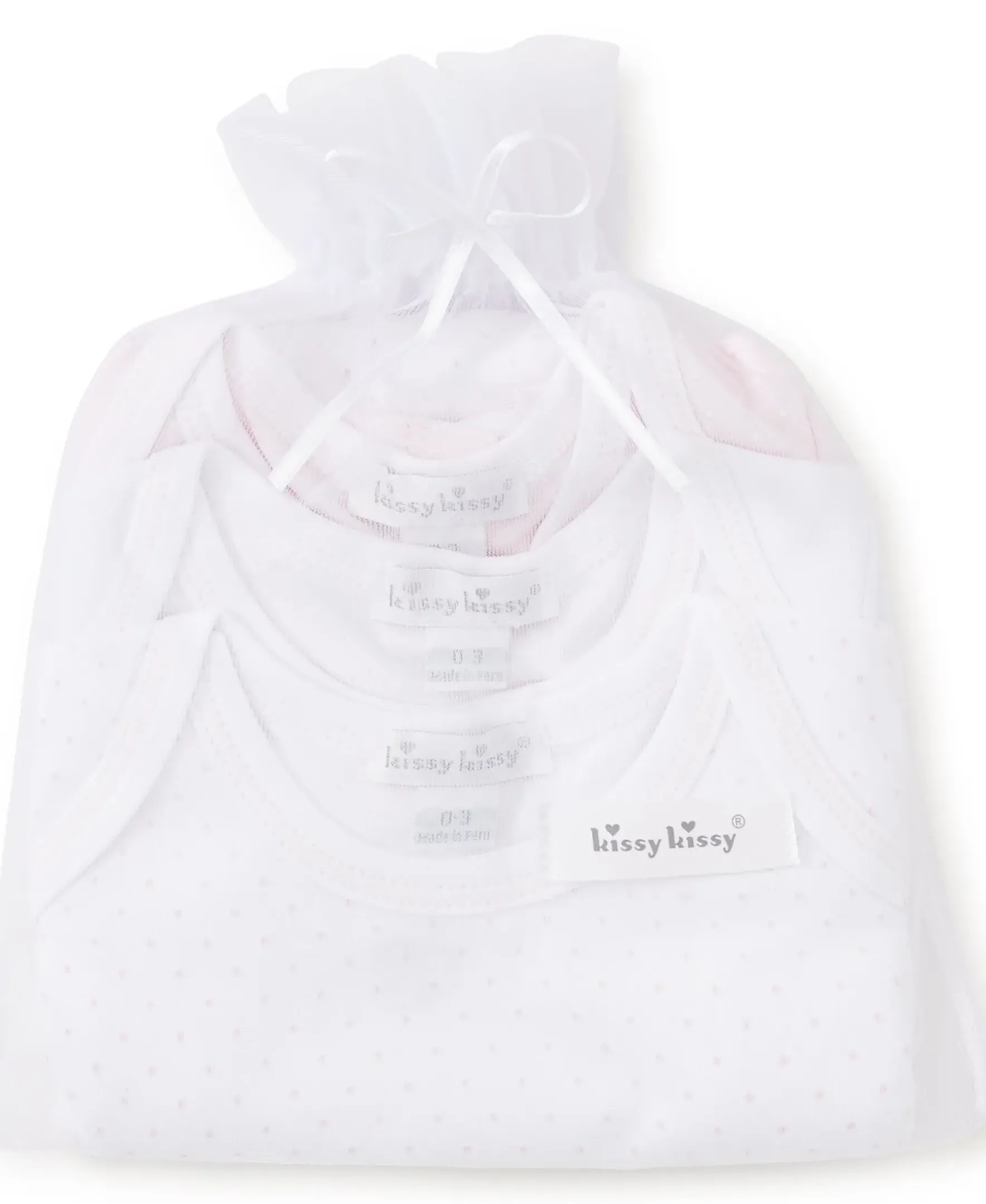 Kissy Kissy Kissy Dots Pink 3 Pack Bodysuit Set> Bodysuits|Multipacks + Sets