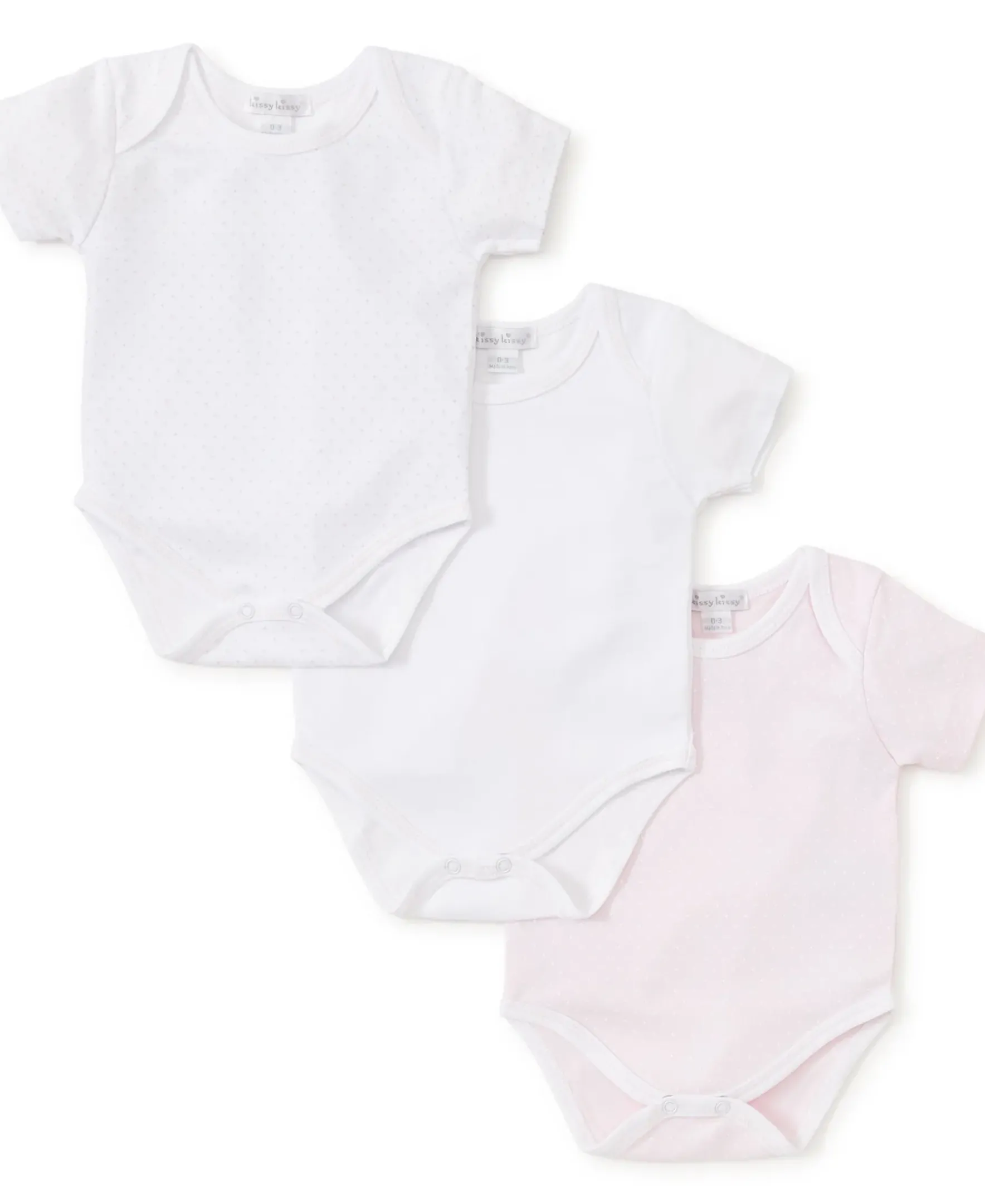 Kissy Kissy Kissy Dots Pink 3 Pack Bodysuit Set> Bodysuits|Multipacks + Sets