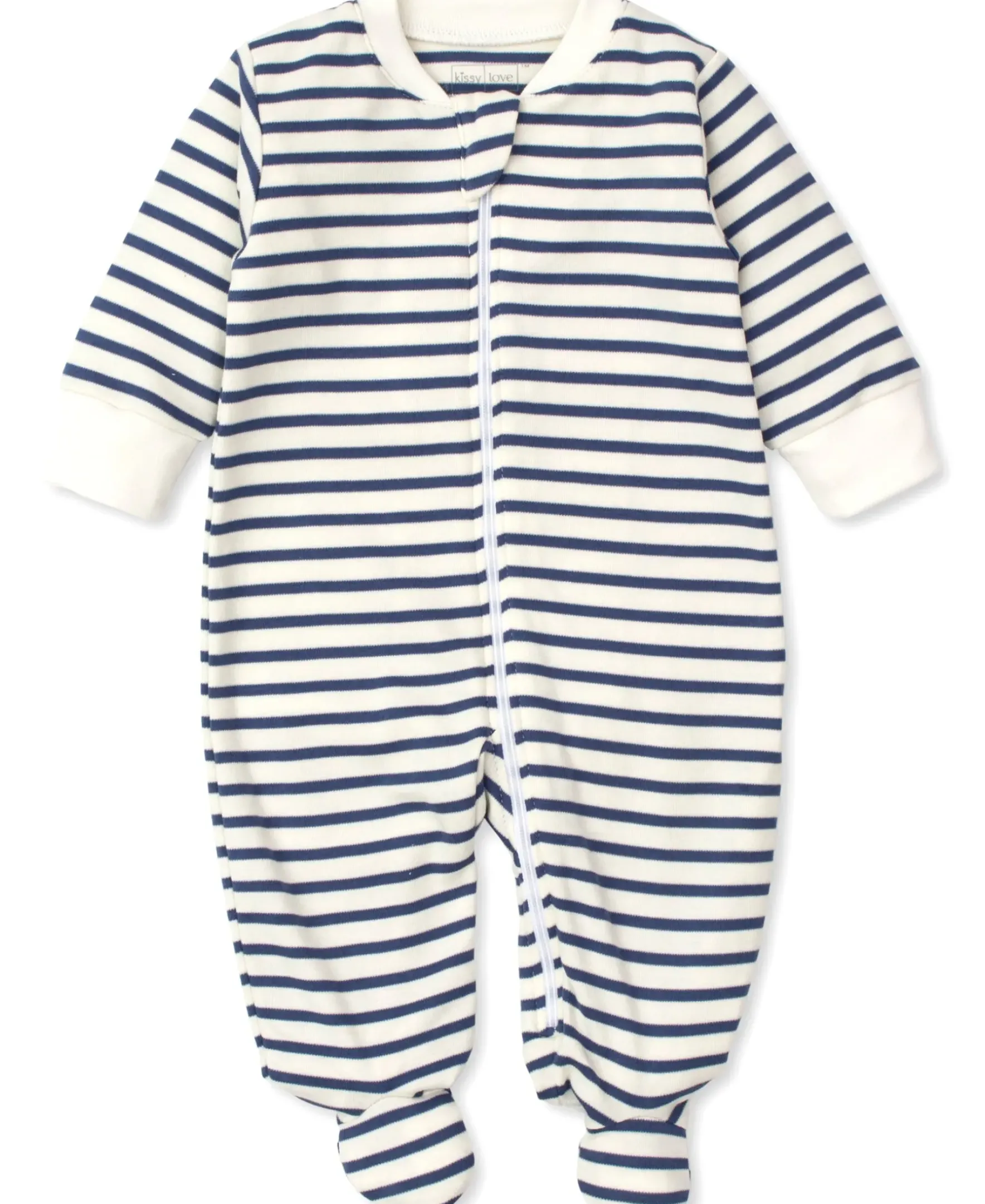 Kissy Kissy Kissy Love Basics Stripes Zip Footie> Footies|Pajamas