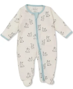 Kissy Kissy Kissy Love Bunny Buddies Blue Zip Footie> Pajamas|Footies