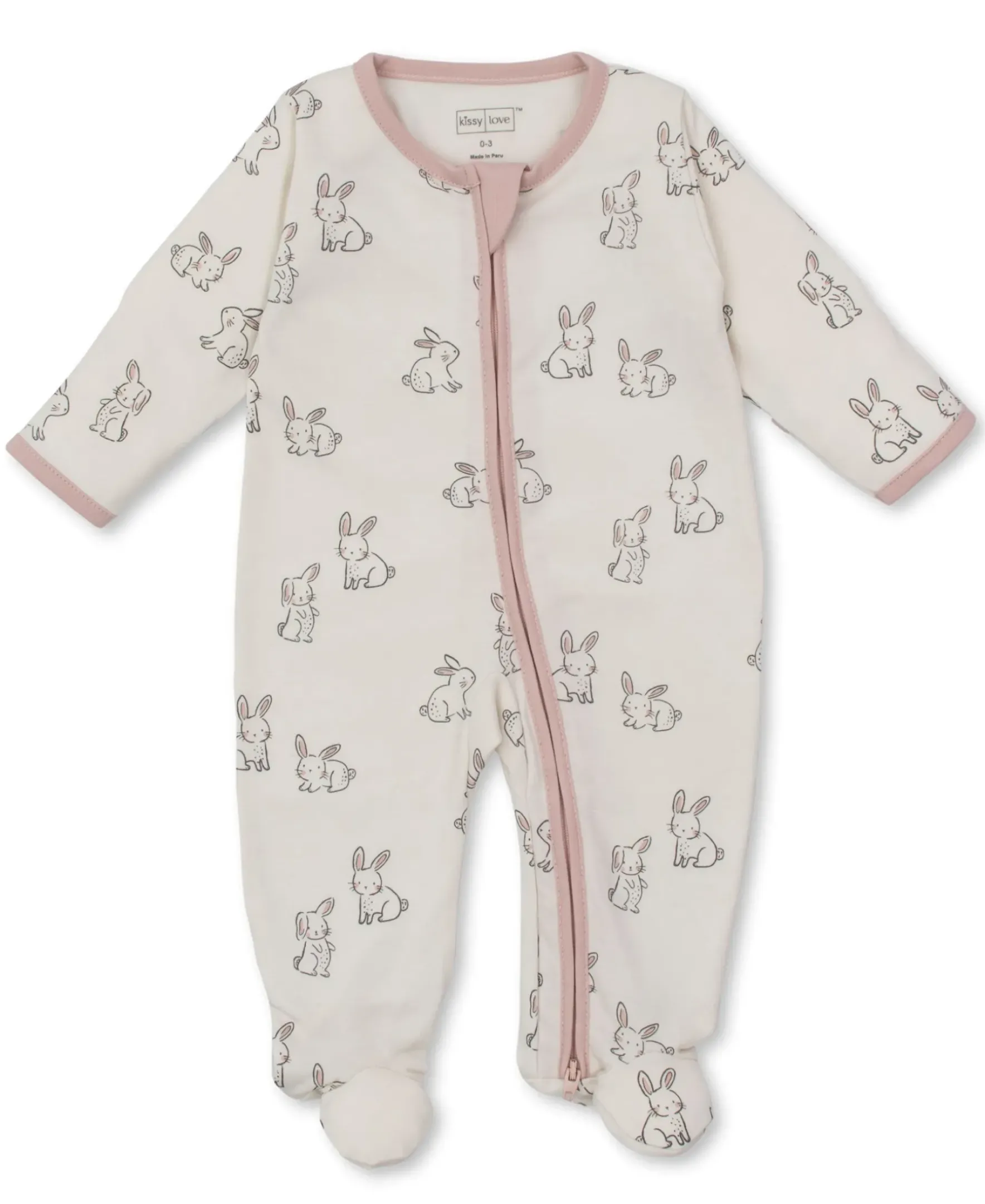 Kissy Kissy Kissy Love Bunny Buddies Pink Zip Footie> Footies|Pajamas