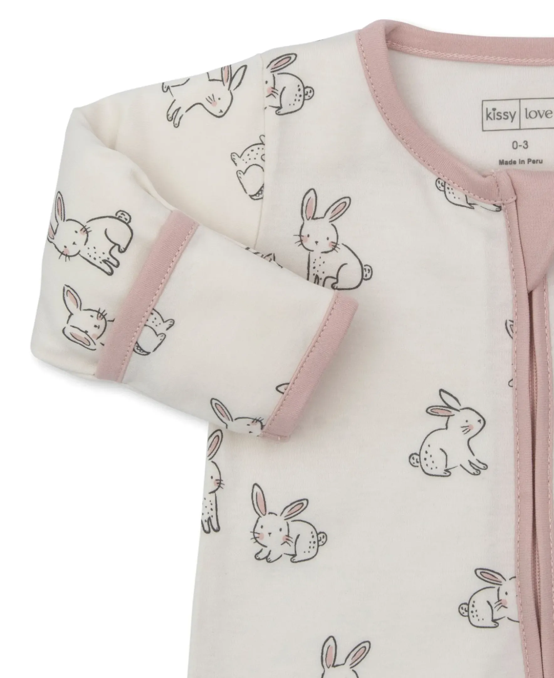 Kissy Kissy Kissy Love Bunny Buddies Pink Zip Footie> Footies|Pajamas