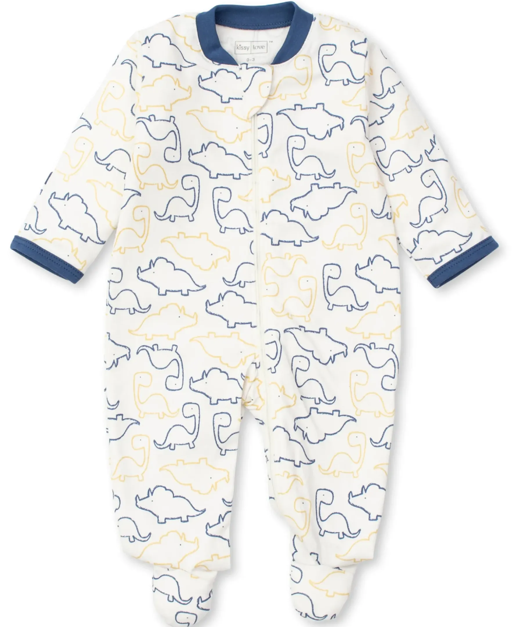Kissy Kissy Kissy Love Dino Duo Print Zip Footie (NB)> Footies|Pajamas