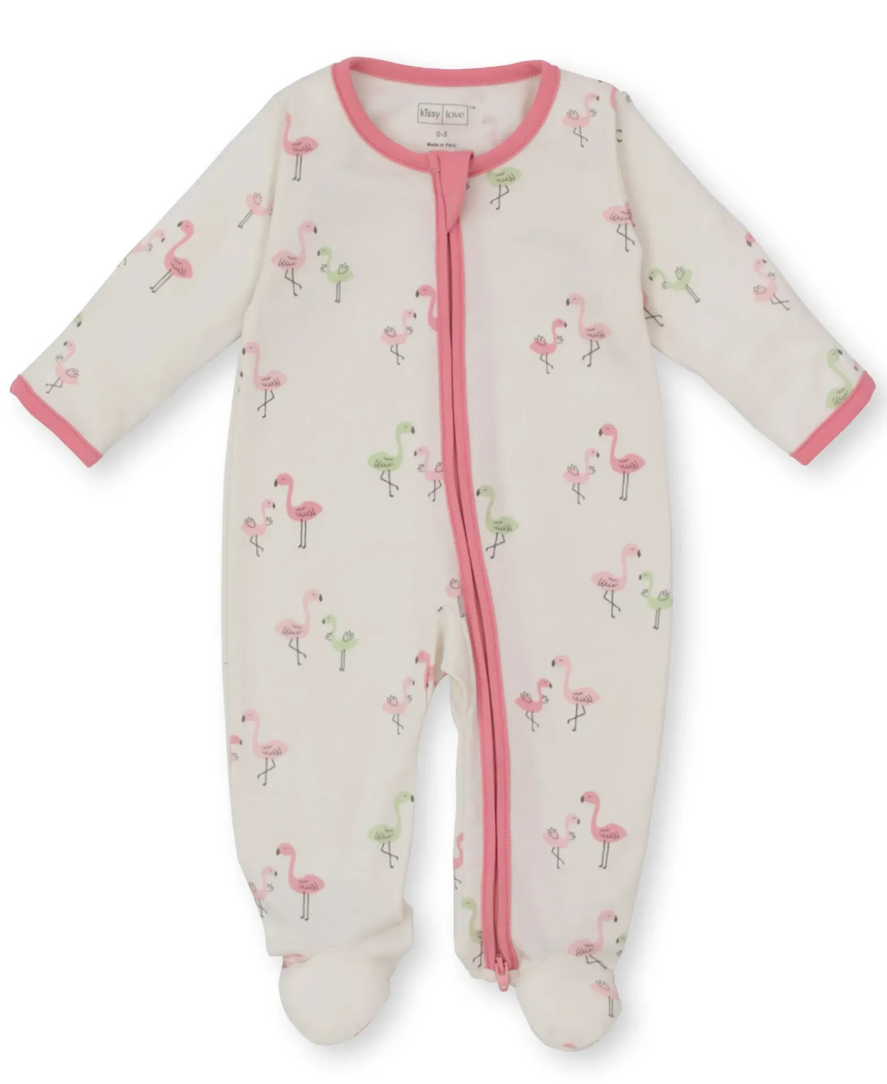 Kissy Kissy Kissy Love Flamingo Love Zip Footie> Footies|Pajamas