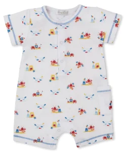 Kissy Kissy Lobsters Sandy Smiles Blue Short Playsuit> Playsuits|Rompers