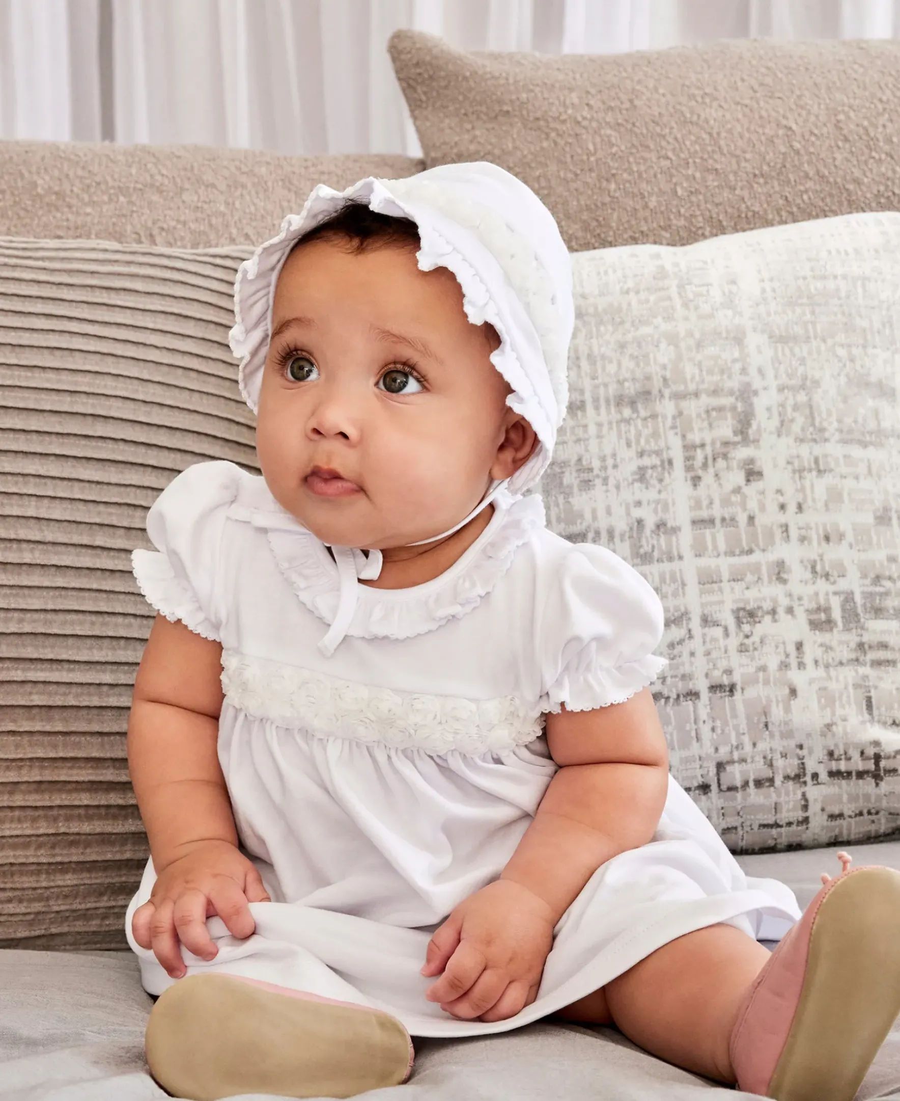 Kissy Kissy Miniature Roses White Dress Set> Dresses + Bubbles|White Basics