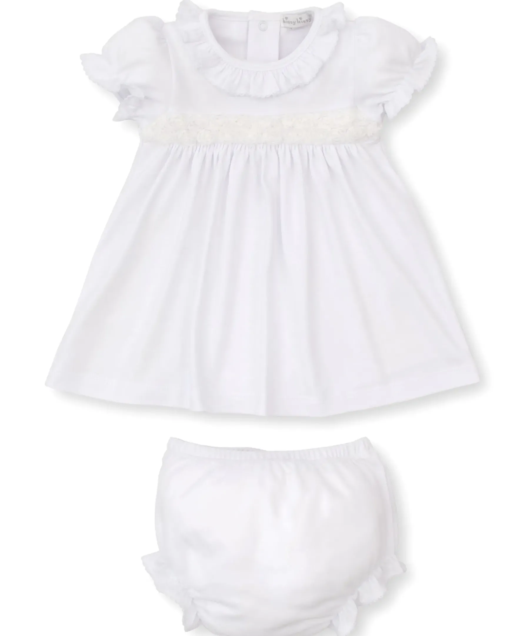 Kissy Kissy Miniature Roses White Dress Set> Dresses + Bubbles|White Basics