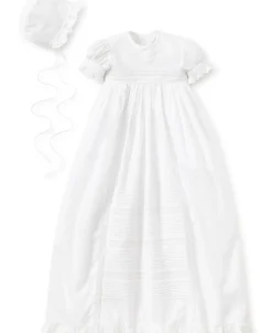 Kissy Kissy Nicole Christening Gown & Hat Set> Hats|Smocking + Hand Embroidery