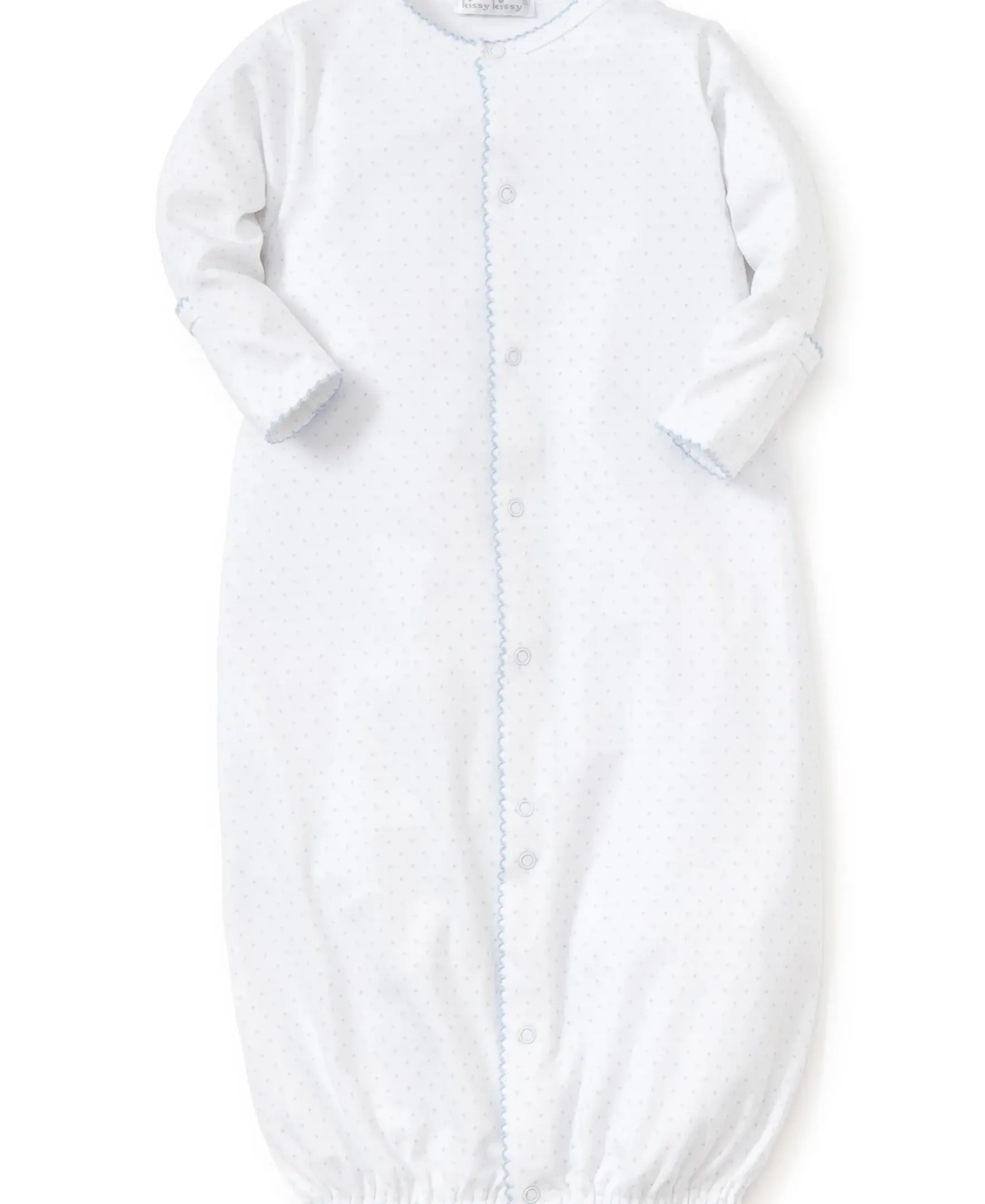 Kissy Kissy Personalized White/Blue New Kissy Dots Conv. Gown> Convertible Gowns|White Basics